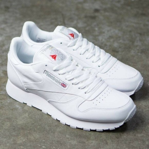 Reebok Other - Reebok Classic Leather White With Grey Reebok Logo Mens Shoes Size 11 # GY0953